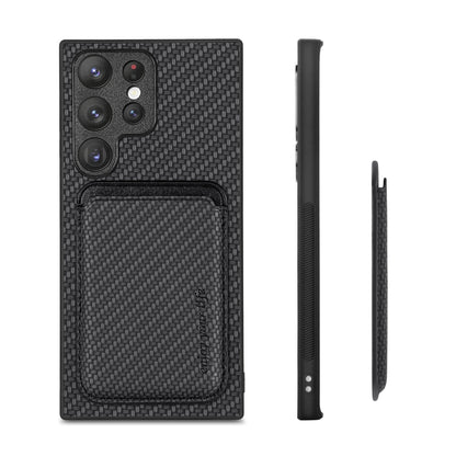 For Samsung Galaxy S23 Ultra 5G Carbon Fiber Leather Card Magsafe Case(Black) - Galaxy S23 Ultra 5G Cases by buy2fix | Online Shopping UK | buy2fix