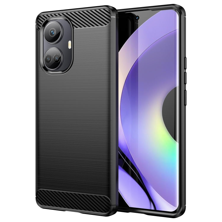 For Realme 10 Pro+ Brushed Texture Carbon Fiber TPU Phone Case(Black) - Realme 10 Pro+ Cases by buy2fix | Online Shopping UK | buy2fix