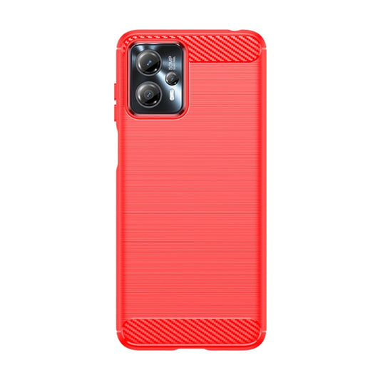 For Motorola Moto G13 Brushed Texture Carbon Fiber TPU Phone Case(Red) - Motorola Cases by buy2fix | Online Shopping UK | buy2fix