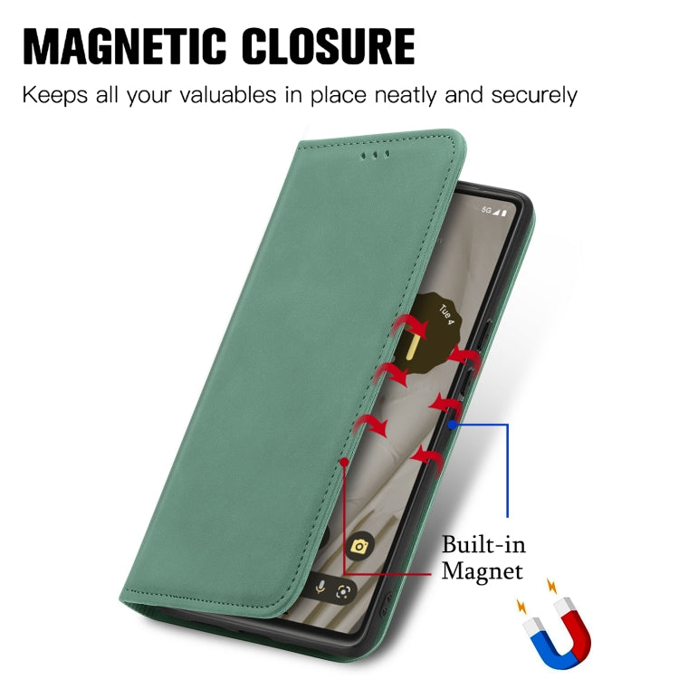 For Google Pixel 7A Retro Skin Feel Magnetic Flip Leather Phone Case(Green) - Google Cases by buy2fix | Online Shopping UK | buy2fix