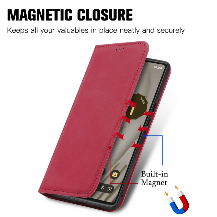 For Google Pixel 7A Retro Skin Feel Magnetic Flip Leather Phone Case(Red) - Google Cases by buy2fix | Online Shopping UK | buy2fix