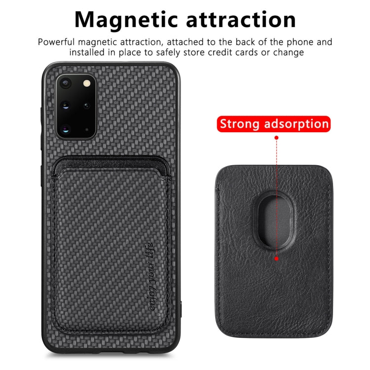 For Samsung Galaxy S20+ Carbon Fiber Leather Card Magsafe Magnetic Phone Case(Black) - Galaxy Phone Cases by buy2fix | Online Shopping UK | buy2fix