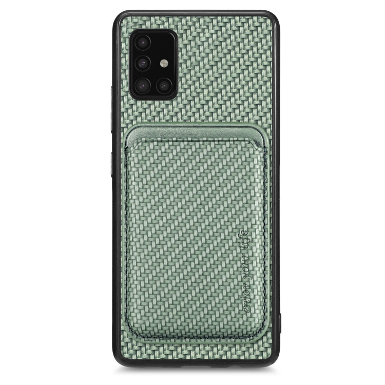 For Samsung Galaxy A51 5G Carbon Fiber Leather Card Magsafe Magnetic Phone Case(Green) - Galaxy Phone Cases by buy2fix | Online Shopping UK | buy2fix