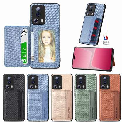 For Xiaomi 13 Lite Carbon Fiber Magnetic Card Bag Phone Case(Black) - 13 Lite Cases by buy2fix | Online Shopping UK | buy2fix