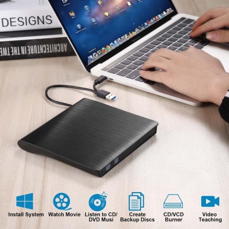 BT638 Notebook Desktop External USB 3.0 Portable CD Player CD-RW Optical Drive Burner - Rewritable Drive by buy2fix | Online Shopping UK | buy2fix