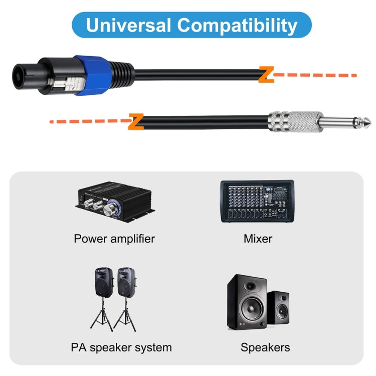 JUNSUNMAY Speakon Male to 6.35mm Male Audio Speaker Adapter Cable with Snap Lock, Length:6FT - Microphone Audio Cable & Connector by JUNSUNMAY | Online Shopping UK | buy2fix