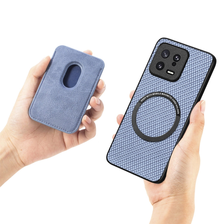 For Xiaomi POCO M5 4G Carbon Fiber Leather Card Magsafe Phone Case(Blue) - Xiaomi Cases by buy2fix | Online Shopping UK | buy2fix