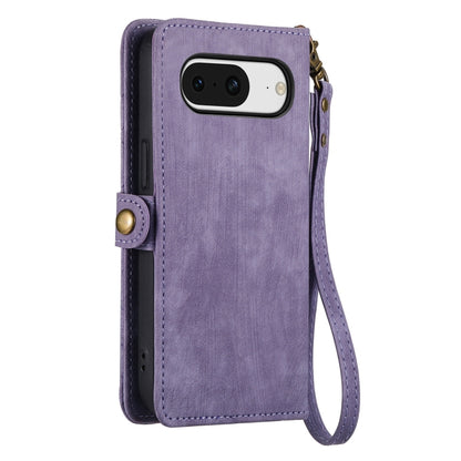 For Google Pixel 8 Geometric Zipper Wallet Side Buckle Leather Phone Case(Purple) - Google Cases by buy2fix | Online Shopping UK | buy2fix