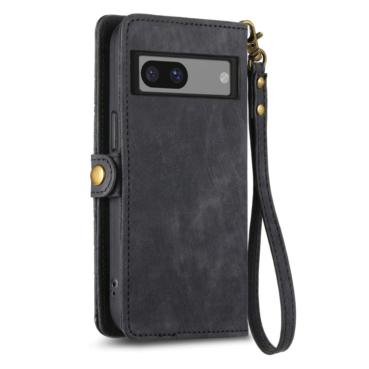 For Google Pixel 6 Pro Geometric Zipper Wallet Side Buckle Leather Phone Case(Black) - Google Cases by buy2fix | Online Shopping UK | buy2fix