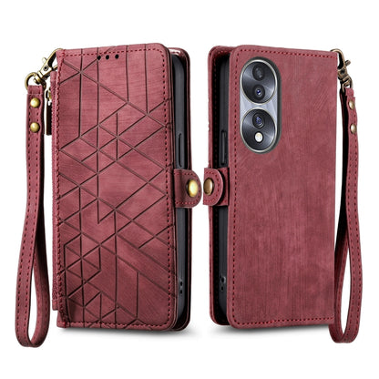 For Honor X40 GT Geometric Zipper Wallet Side Buckle Leather Phone Case(Red) - Honor Cases by buy2fix | Online Shopping UK | buy2fix