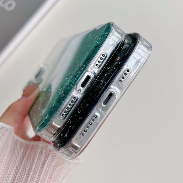 For iPhone 15 MagSafe Glitter Hybrid Clear TPU Phone Case(Green) - iPhone 15 Cases by buy2fix | Online Shopping UK | buy2fix