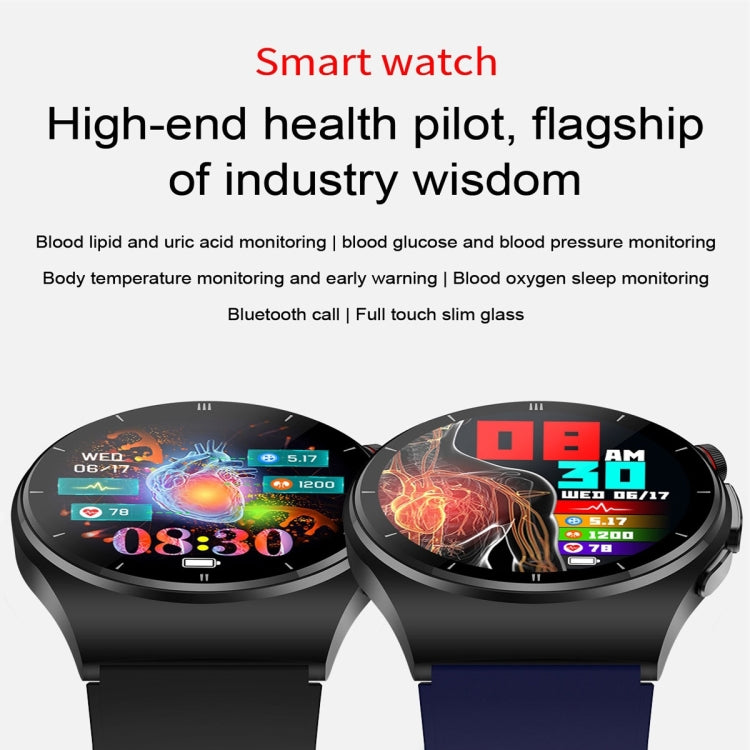 ET340 1.46 inch Color Screen Smart Silicone Strap Watch,Support Blood Oxygen / Blood Glucose / Uric Acid Measurement / Blood Lipid Monitoring(Red) - Smart Watches by buy2fix | Online Shopping UK | buy2fix