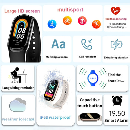 M8 1.14 inch IP68 Waterproof Color Screen Smart Watch,Support  Heart Rate / Blood Pressure / Blood Oxygen / Blood Sugar Monitoring(Gold) - Smart Wristbands by buy2fix | Online Shopping UK | buy2fix