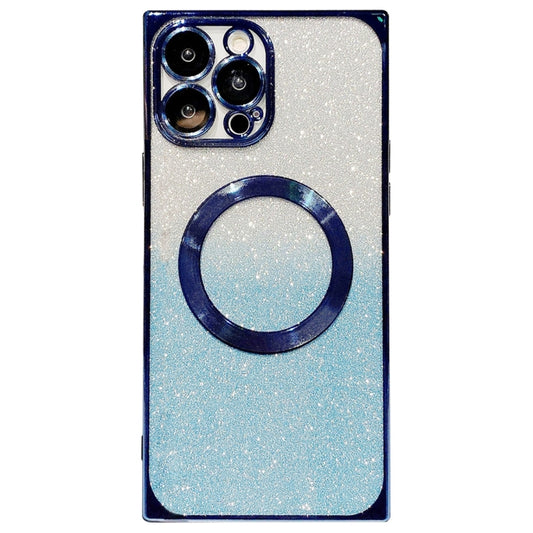 For iPhone 14 Pro Max Square Gradient Magsafe Electroplating TPU Phone Case(Blue) - iPhone 14 Pro Max Cases by buy2fix | Online Shopping UK | buy2fix