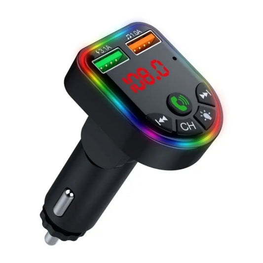 P5 Support U Disk Colorful Ambient Light Car Charger Digital Display Bluetooth Wireless Car MP3 Player - Car Charger by buy2fix | Online Shopping UK | buy2fix