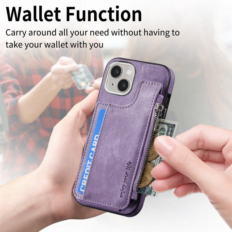 For iPhone 15 Pro Max Magsafe Zipper RFID Wallet All-inclusive Shockrpoof Phone Case(Purple) - iPhone 15 Pro Max Cases by buy2fix | Online Shopping UK | buy2fix