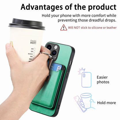 For iPhone 15 Pro Max Skin Feel Ring Holder Wallet Magnetic Phone Case(Green) - iPhone 15 Pro Max Cases by buy2fix | Online Shopping UK | buy2fix