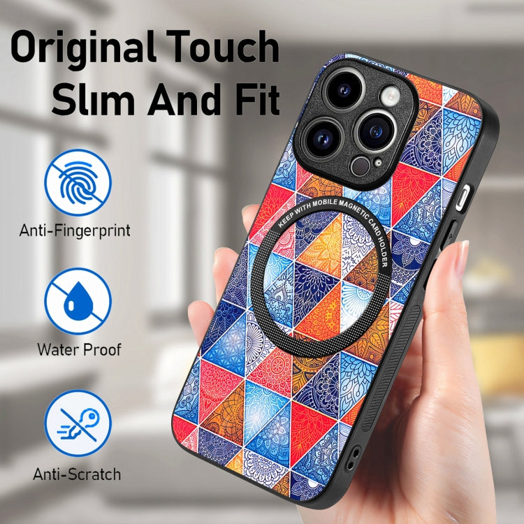 For iPhone 15 Pro Max Colored Drawing Leather Back Phone Case(Rhombus Mandala) - iPhone 15 Pro Max Cases by buy2fix | Online Shopping UK | buy2fix