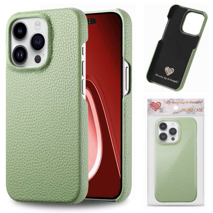 For iPhone 15 Pro Max Litchi Oil Edge Leather Back Phone Case(Tea Green) - iPhone 15 Pro Max Cases by buy2fix | Online Shopping UK | buy2fix