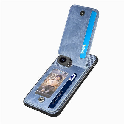 For iPhone 15 Pro Max Carbon Fiber Vertical Flip Zipper Phone Case(Blue) - iPhone 15 Pro Max Cases by buy2fix | Online Shopping UK | buy2fix