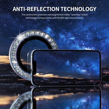 For iPhone 15 / 15 Plus ENKAY AR Anti-reflection Individual Diamond Ring Camera Lens Glass Full Film(Black) - iPhone 15 Tempered Glass by ENKAY | Online Shopping UK | buy2fix