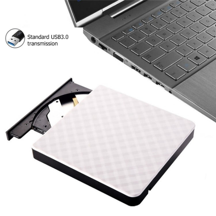 633 Rhombus Pattern USB3.0 Computer Laptop External Optical Drive Burner DVD Write(White) - Rewritable Drive by buy2fix | Online Shopping UK | buy2fix