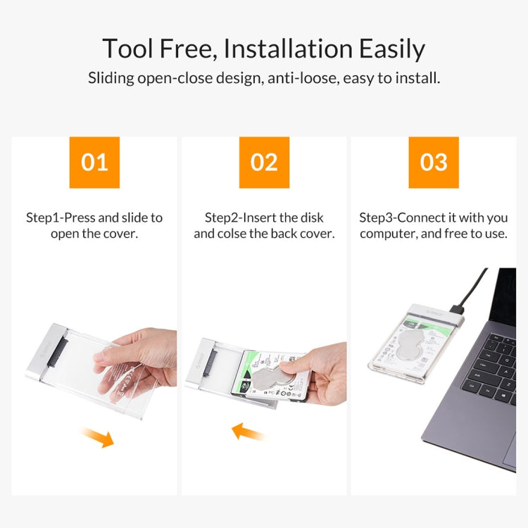 ORICO 2129U3 2.5 inch Transparent USB 3.0 Hard Drive Enclosure - Computer & Networking by ORICO | Online Shopping UK | buy2fix