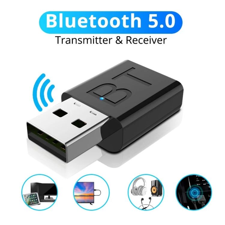 BT005 5.0 USB Bluetooth Receiver Speaker Amplifier AUX Audio I Car Wireless Stereo Bluetooth Stick Adapter - Audio Receiver Transmitter by buy2fix | Online Shopping UK | buy2fix