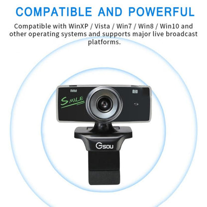 Gsou B18S HD Webcam Built-in Microphone Smart Web Camera USB Streaming Live Camera With Noise Cancellation -  by Gsou | Online Shopping UK | buy2fix