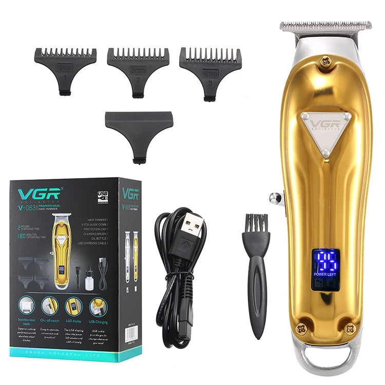 VGR V-063 8W USB Household Portable Metal Hair Clipper with LCD Display(Silver) - Hair Trimmer by VGR | Online Shopping UK | buy2fix