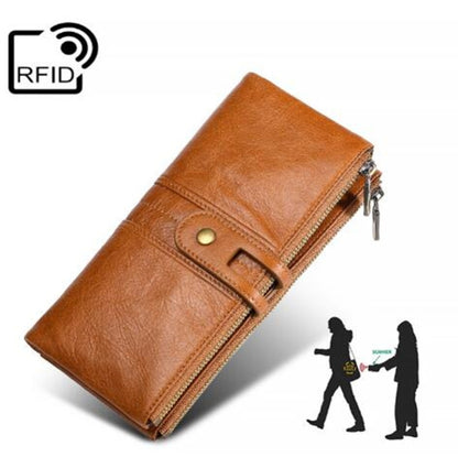 Ladies Genuine Leather Long Wallet Anti-theft Card Bag Multifunctional Clutch Bag(Black) - Antimagnetic RFID Package by buy2fix | Online Shopping UK | buy2fix