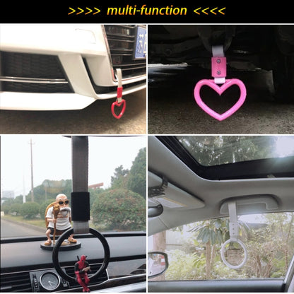 JDM Car Static Belt Decorative Warning Hanging Ring Rear Bumper Warning Ring Car Safety Hand Ring(Heart-Shaped Pink) - Static Belt by buy2fix | Online Shopping UK | buy2fix