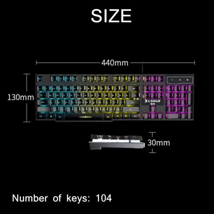 X-L SWAB GX50 Computer Manipulator Feel Wired Keyboard, Colour:Black Mixed Light - Wired Keyboard by X-L SWAB | Online Shopping UK | buy2fix