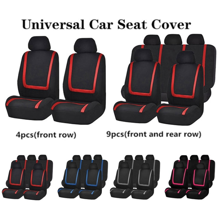 Universal Car Seat Cover Polyester Fabric Automobile Seat Covers Car Seat Cover Vehicle Seat Protector Interior Accessories 9pcs Set Red - Seat Accessories by buy2fix | Online Shopping UK | buy2fix