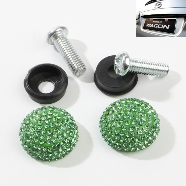 Car License Plate Modification Screw Cap Diamond-encrusted Solid Seal Anti-theft Screws(Green) - License Plate Covers & Frames by buy2fix | Online Shopping UK | buy2fix