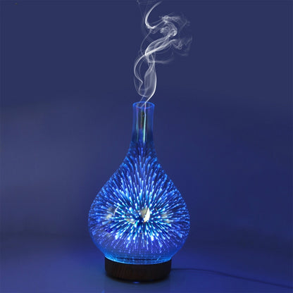 STB-XB10 3D Fireworks 7 Colors LED Night Light Air Humidifier Aroma Essential Oil Diffuser Mist Maker, Plug Type:US Plug(Dark Wood Grain) - Home & Garden by buy2fix | Online Shopping UK | buy2fix