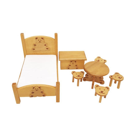 1:12 Mini Doll House Pocket Children Bedroom Small Bear Bed Set(Brown) - Pretend Play Toys by buy2fix | Online Shopping UK | buy2fix