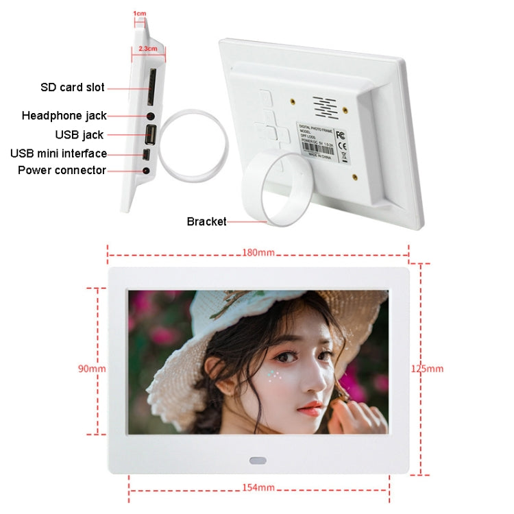 DPF-706 7 inch Digital Photo Frame LED Wall Mounted Advertising Machine, Plug:UK Plug(White) - Consumer Electronics by buy2fix | Online Shopping UK | buy2fix