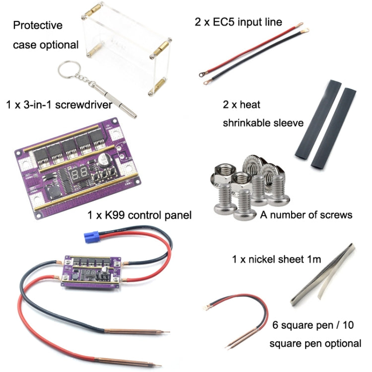 Start Treasure Version 12V Digital Display DIY Battery Spot Welding Machine Pen Control, Style:10 Square Pen With Case - Home & Garden by buy2fix | Online Shopping UK | buy2fix