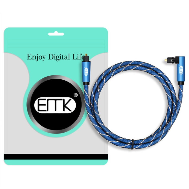 EMK 90 Degree Swivel Adjustable Right Angled 360 Degrees Rotatable Plug Nylon Woven Mesh Optical Audio Cable, Cable Length:5m(Blue) - Audio Optical Cables by EMK | Online Shopping UK | buy2fix