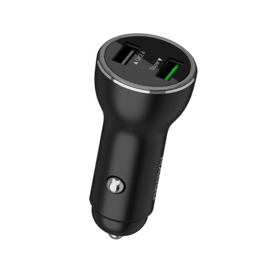 QIAKEY QK739 Dual Ports Fast Charge Car Charger(Black) - In Car by QIAKEY | Online Shopping UK | buy2fix