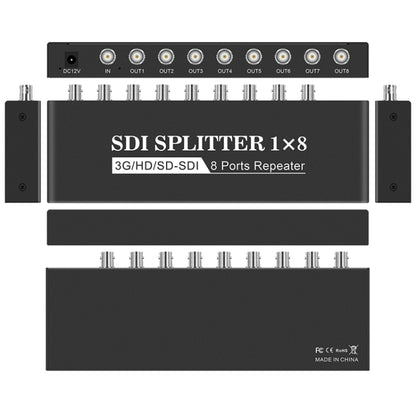 1 In 8 Out SD-SDI / HD-SDI / 3G-SDI Distribution Amplifier Video SDI Splitter(EU Plug) -  by buy2fix | Online Shopping UK | buy2fix