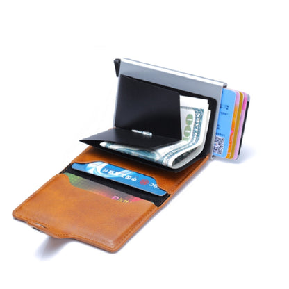 PU Aluminum Alloy Card Case Anti-magnetic RFID Shielding Anti-Theft Wallet(Black) - Antimagnetic RFID Package by buy2fix | Online Shopping UK | buy2fix