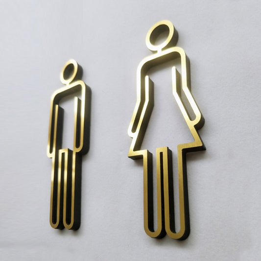 2 PCS Acrylic Toilet Symbol Adhesive Backed Bathroom Toilet Door Sign for Hotel(Gold) - Home & Garden by buy2fix | Online Shopping UK | buy2fix