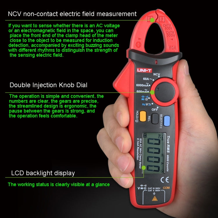 UNI-T UT211B  60A Digital Clamp Meter AC DC Voltage Detector - Digital Multimeter by UNI-T | Online Shopping UK | buy2fix