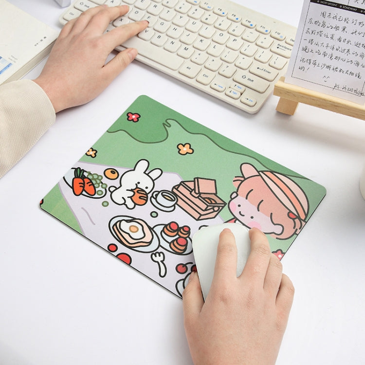 5 PCS Creative Cute Cartoon Rabbit Girl Mouse Pad Laptop Student Mouse Pad(Eating) -  by buy2fix | Online Shopping UK | buy2fix