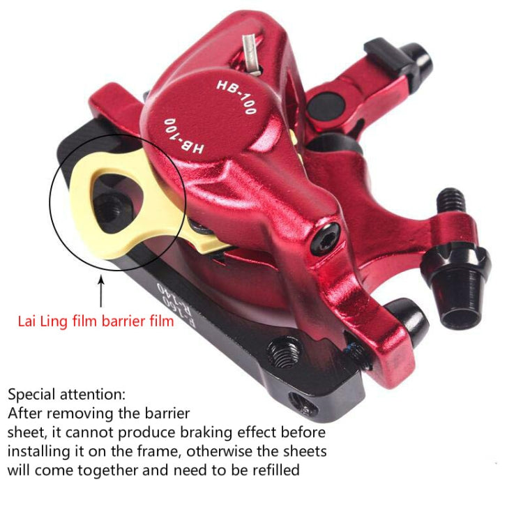 ZOOM HB100 Mountain Bike Hydraulic Brake Caliper Folding Bike Cable Pull Hydraulic Disc Brake Caliper, Style:Front(Red) - Bicycle Brake Parts by Zoom | Online Shopping UK | buy2fix