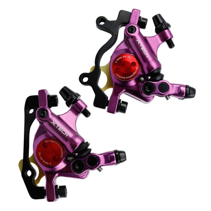 ZOOM HB100 Mountain Bike Hydraulic Brake Caliper Folding Bike Cable Pull Hydraulic Disc Brake Caliper, Style:Front and Rear(Purple) - Bicycle Brake Parts by Zoom | Online Shopping UK | buy2fix