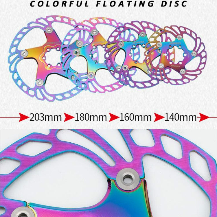 IIIPRO Floating Disc Road Mountain Bike Six Nail Disc Brake Disc, Size:203mm(Colorful) - Others by IIIPRO | Online Shopping UK | buy2fix