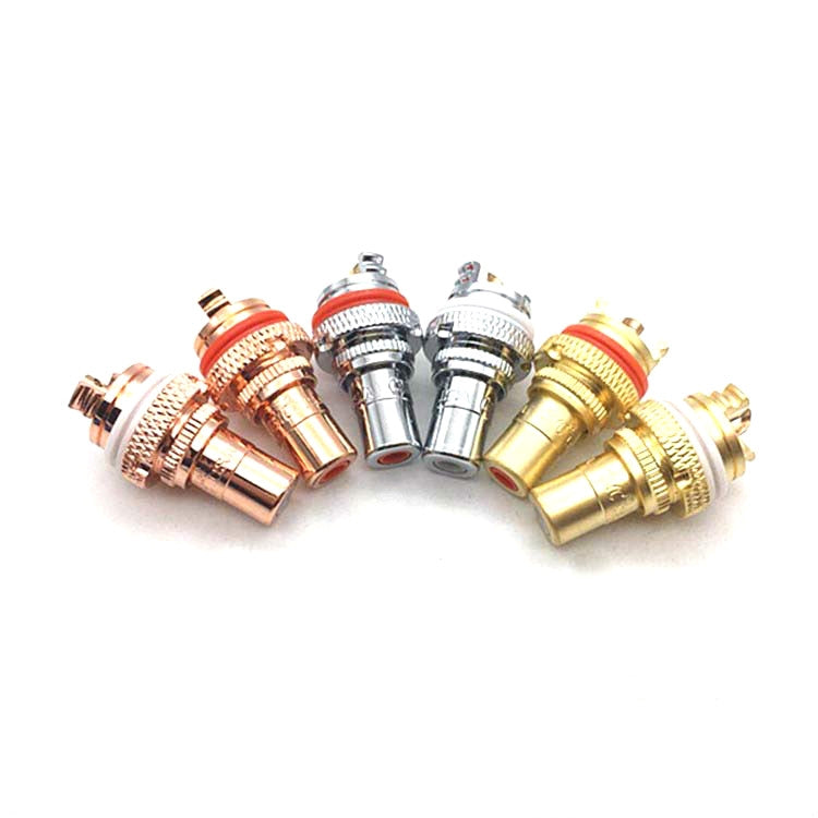 4 PCS / 2 Pairs CMC Copper RCA Female Audio Power Amplifier AV Audio Lotus Socket Terminal(Sand Gold Plated) - RCA Adapter by buy2fix | Online Shopping UK | buy2fix